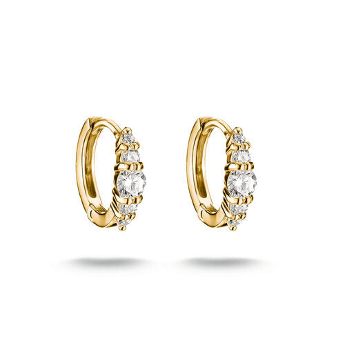 Thomas Sabo Yellow Gold Plated Graduated CZ Hoop Earrings 11.20mm