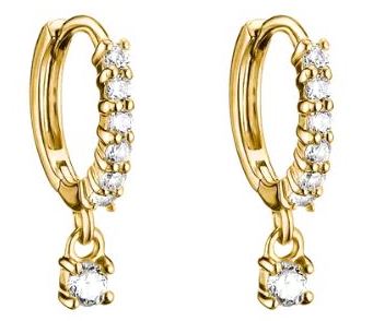 Thomas Sabo Yellow Gold Plated Cubic Zirconia Drop Hoop Earrings