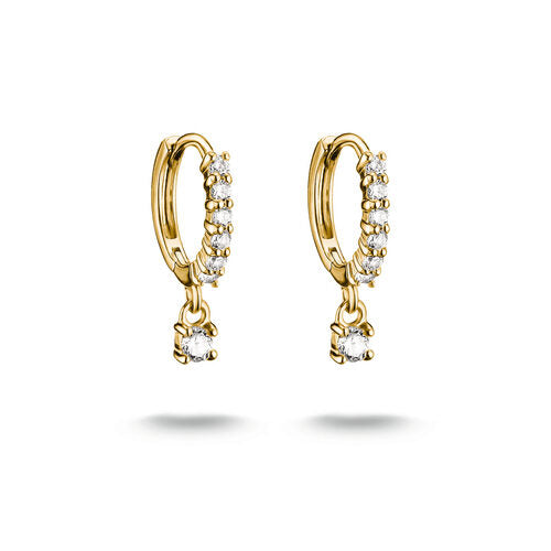 Thomas Sabo Yellow Gold Plated CZ Drop Hoop Earrings