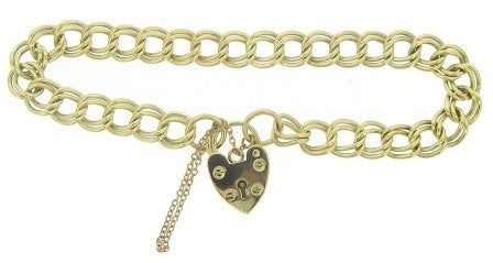 Vintage 9ct Yellow Gold Double Curb Link Bracelet With Padlock And Safety Chain
