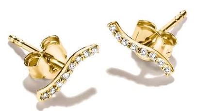 Thomas Sabo Yellow Gold Plated Cubic Zirconia Wave Stud Earrings