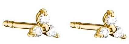 Thomas Sabo Yellow Gold Plated Triple Cubic Zirconia Stud Earrings