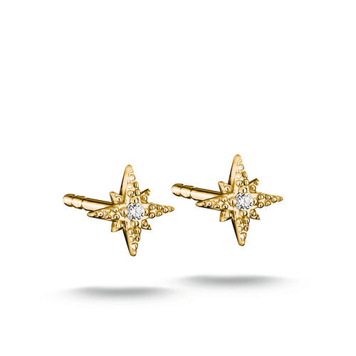 Thomas Sabo Yellow Gold Plated CZ Star Stud Earrings