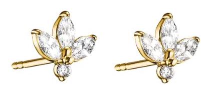 Thomas Sabo Yellow Gold Plated Marquise Flower Cubic Zirconia Stud Earrings