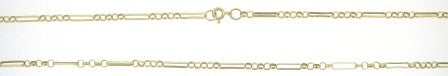 Vintage 9ct Yellow Gold Rolo and Paper Link Figaro Chain 22'