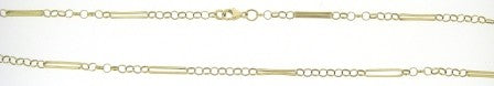 Vintage 9ct Yellow Gold Rolo and Paper Link Figaro Chain 17'