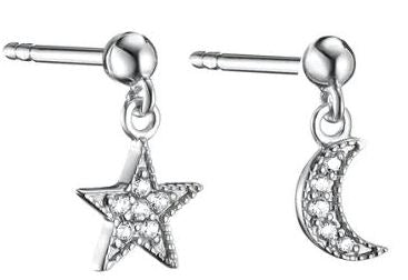 Thomas Sabo Sterling Silver Cubic Zirconia Moon And Star Drop Stud Earrings