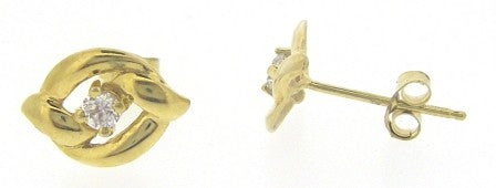 Vintage 9ct Yellow Gold Marquise Shape Cubic Zirconia Stud Earrings