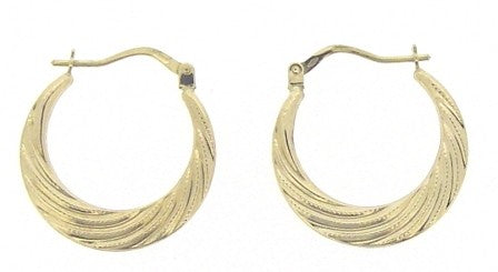 Vintage 9ct Yellow Gold Twist Patterned Hoop Earrings