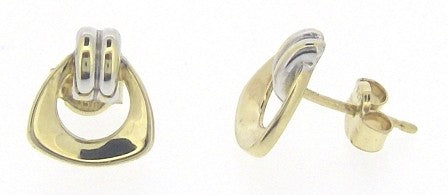 Vintage 9ct Yellow and White Gold Triangle Stud Earrings