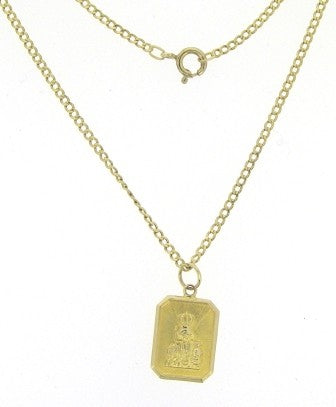 Vintage 9ct Yellow Gold 2-Sided Madonna with Child and Child of Prague Medal with Chain 20.5'