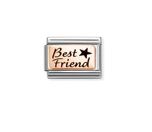 Nomination Composable Classic Best Mum Ever Pink Plate Charm - Stainless Steel & Yellow Gold with En