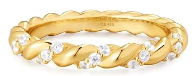 Ania Haie Gold Plated Cubic Zirconia Bezel Set Band Ring - 58