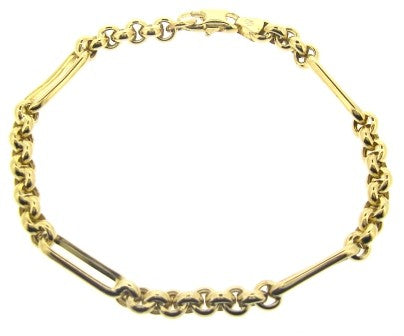 Vintage / Preowned 9ct Yellow Gold Figaro/Belcher Link Bracelet 7.75"