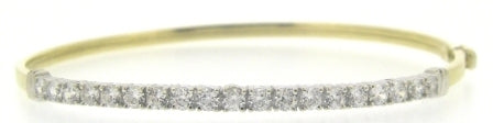 Vintage / Preowned 9ct Yellow And White Gold CZ Bangle