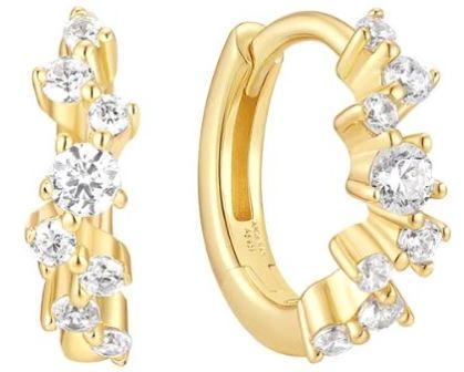 Ania Haie Gold Zig-Zag Pavé Huggie Hoop Earrings