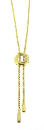 Vintage / Preowned 18ct Yellow Gold Popcorn Link CZ Lariat Necklet