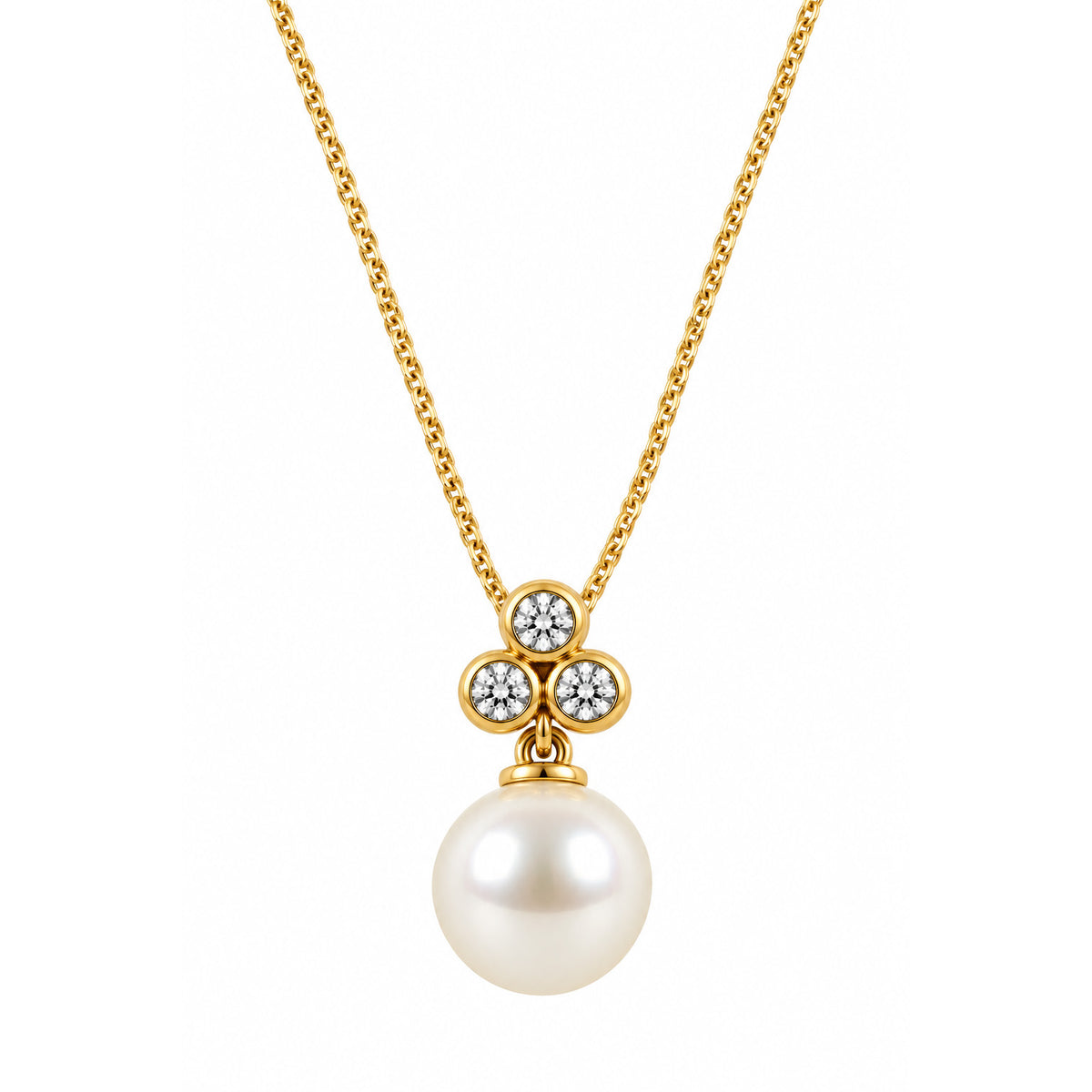 9ct White Gold Cultured Pearl & Diamond Flower Pendant