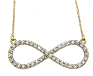 Vintage / Preowned 14ct Rose Gold Infinity CZ Pendant 17"
