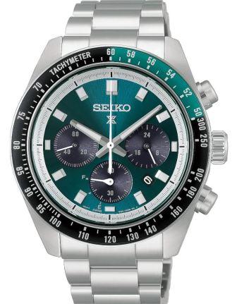 Seiko - Gents Prospex Speedtimer Solar Chronograph Watch, Stainless Steel Bracelet And 41.4mm Case, Sapphire Crystal, Green Dial With 3 Sub Dials And