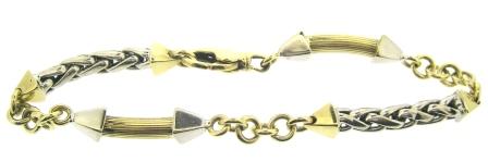 Vintage / Preowned Estate jewellery - The Vintage Collection - 9ct Yellow And White Gold Fancy Link Bracelet 7.5"