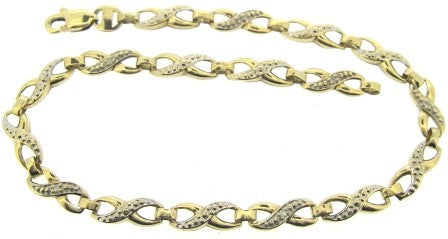 Vintage / Preowned Estate jewellery - The Vintage Collection - 9ct Yellow And White Gold Infinity Link Bracelet 7.75"