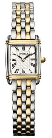 Herbelin Ladies Art Deco Mini Two Tone 17.8x19.4mm watch with Silver White Dial