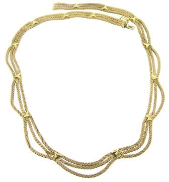 The Vintage Collection - Vintage / Preowned Estate - 9ct Yellow Gold 3 Row Fancy Link Necklet 16"