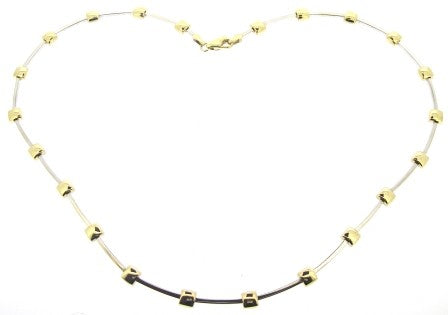 The Vintage Collection - Vintage / Preowned Estate - 9ct Yellow And White Gold Bar And Square Link Necklet 17"