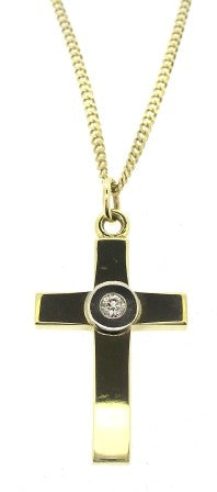 The Vintage Collection - Vintage / Preowned Estate - 9ct Yellow And White Gold Diamond Cross And Chain 20"