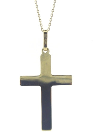 9ct Yellow Gold Plain Cross Pendant 17-18"