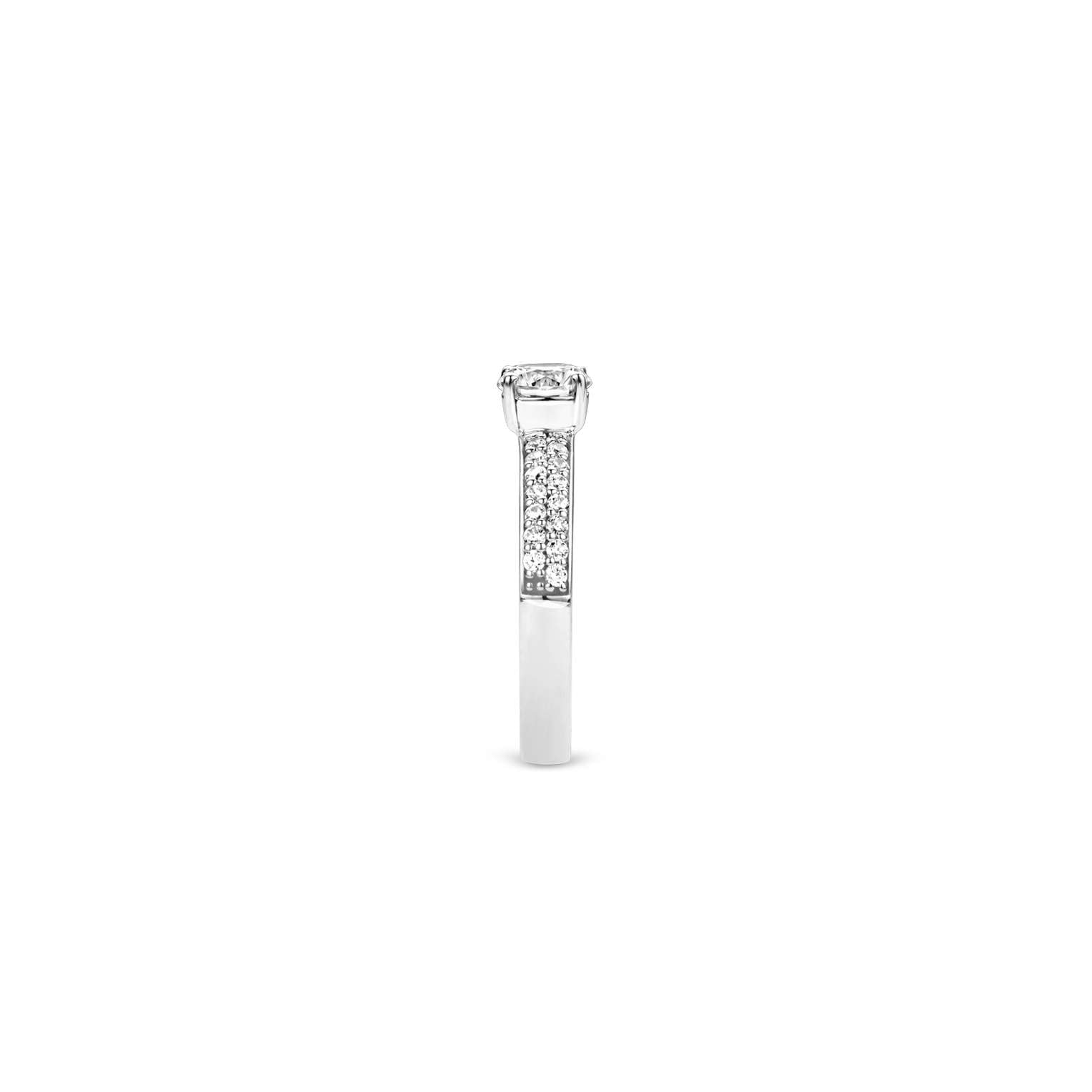 Ti Sento Cubic Zirconia Solitaire & Micro Pave Sides Size 56
