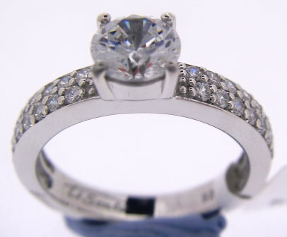 Ti Sento Solitaire Ring - Cubic Zirconia with Pavé, Size 56