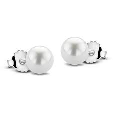 Stud 8mm White Pearl