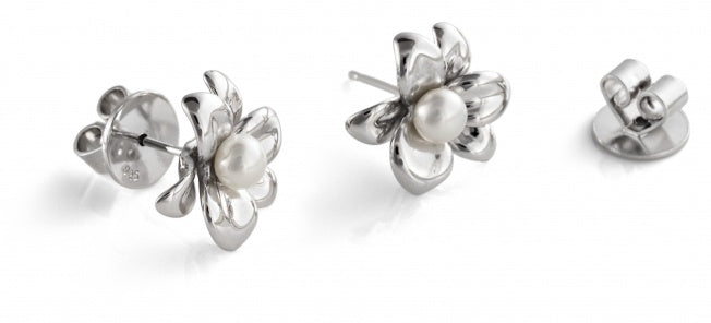 Sterling Silver Lily White Fresh Water Pearl Studs