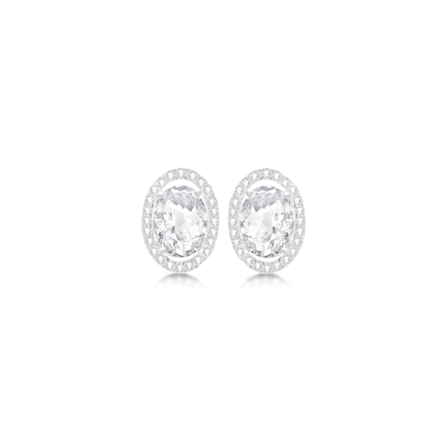 Dazzling 9ct White Gold Cubic Zirconia Oval Stud Earrings