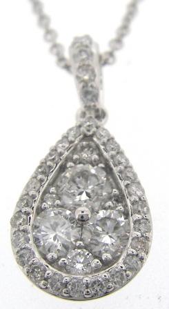 18ct White Gold Pear Shaped Round Brilliant Diamond Pendant