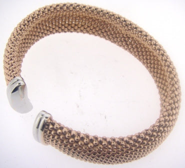 Silver Rose Gold Plated 16mm Popcorn Cuff Bangle