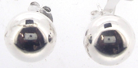 Silver Polish 12mm Bead Stud Earrings