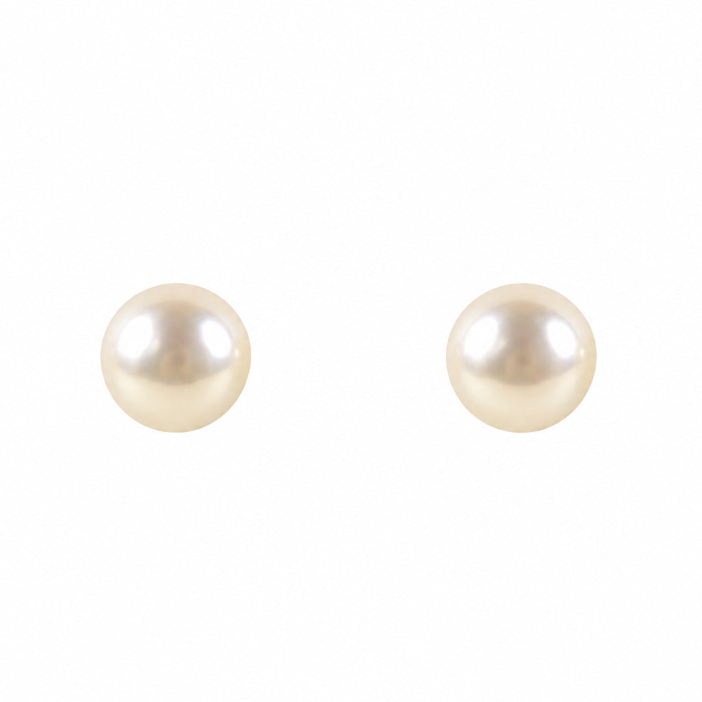 9ct Yellow Gold Cultured Freshwater Pearl Button Stud Earrings