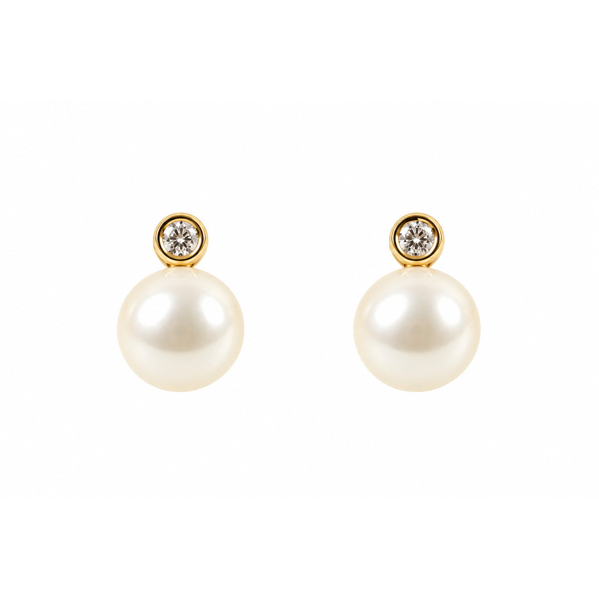 18ct Rose Gold Fresh Water Pearl & Diamond Earrings