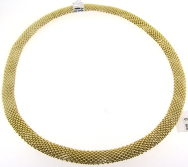Silver Yellow Gold Plated Polish Mesh Necklet - 43cm