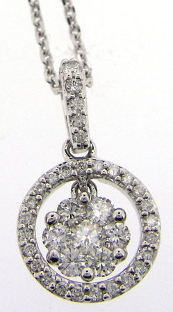 18ct White Gold Diamond Cluster Pendant.