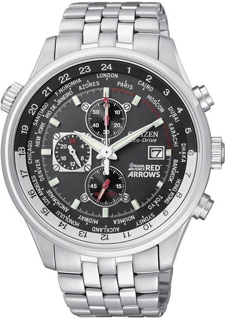 Citizen Red Arrows Chronograph - Black Dial, Steel Bracelet, 43mm