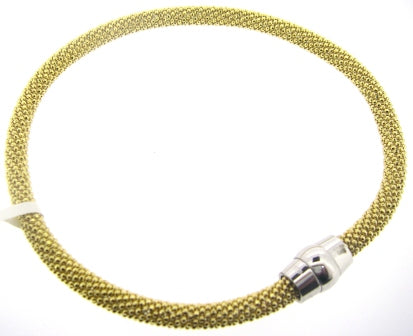 Silver 5mm Yellow Plated Facetted Bead Bracelet W/Mag. Catch - 19cm