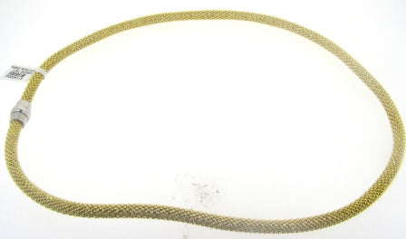 Silver 5mm Yellow Plated Facetted Bead Necklet with Mag Catch - 43cm