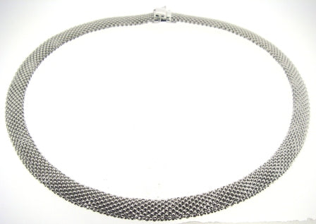 Silver Polish Mesh Necklet - 43cm