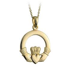 9ct Yellow Gold Heavy Claddagh Pndt 18'