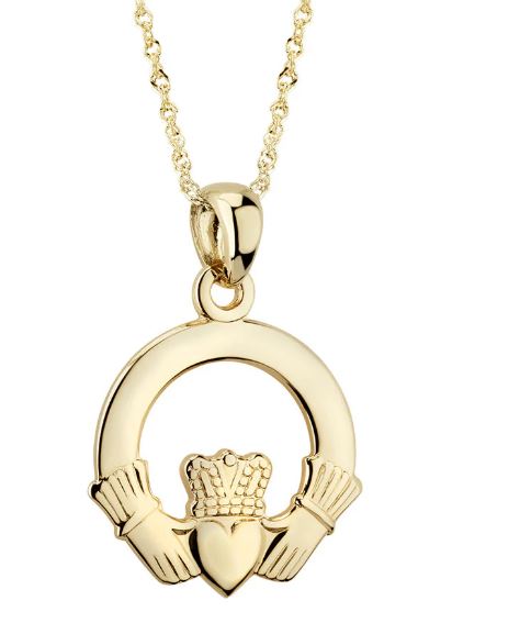9ct Yellow Gold Claddagh Pndt'