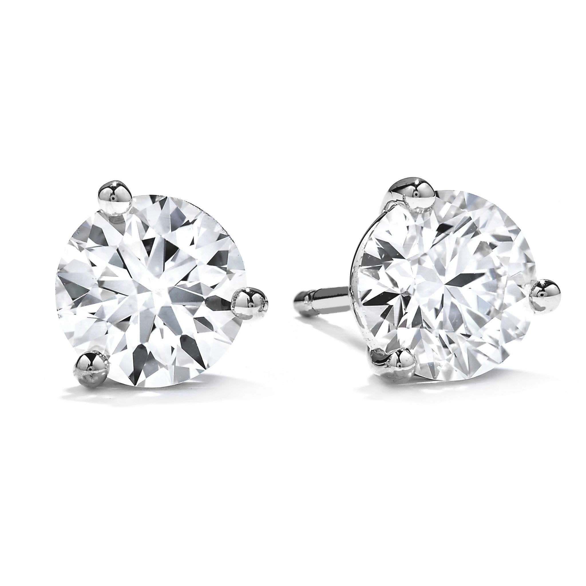 Hearts On Fire 18ct White Gold 0.40ct Three-Prong Stud Earrings